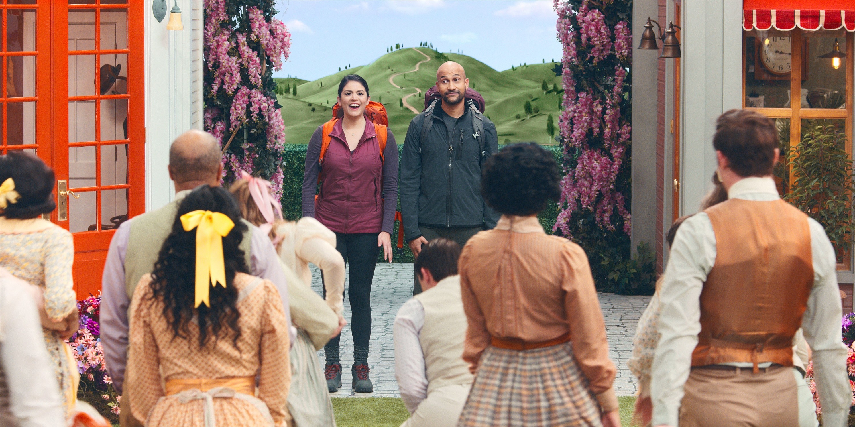 Cecily Strong and Keegan-Michael Key look at the inhabitants of Schmigadoon