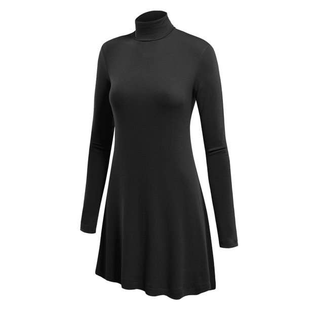 A black turtleneck sweater dress