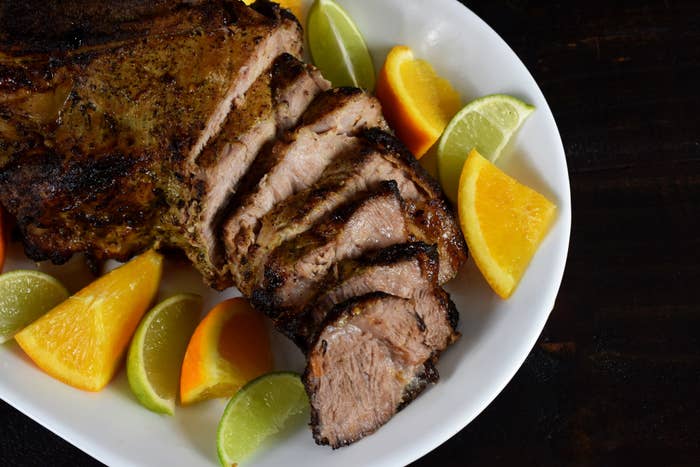 A platter of lechon asado.