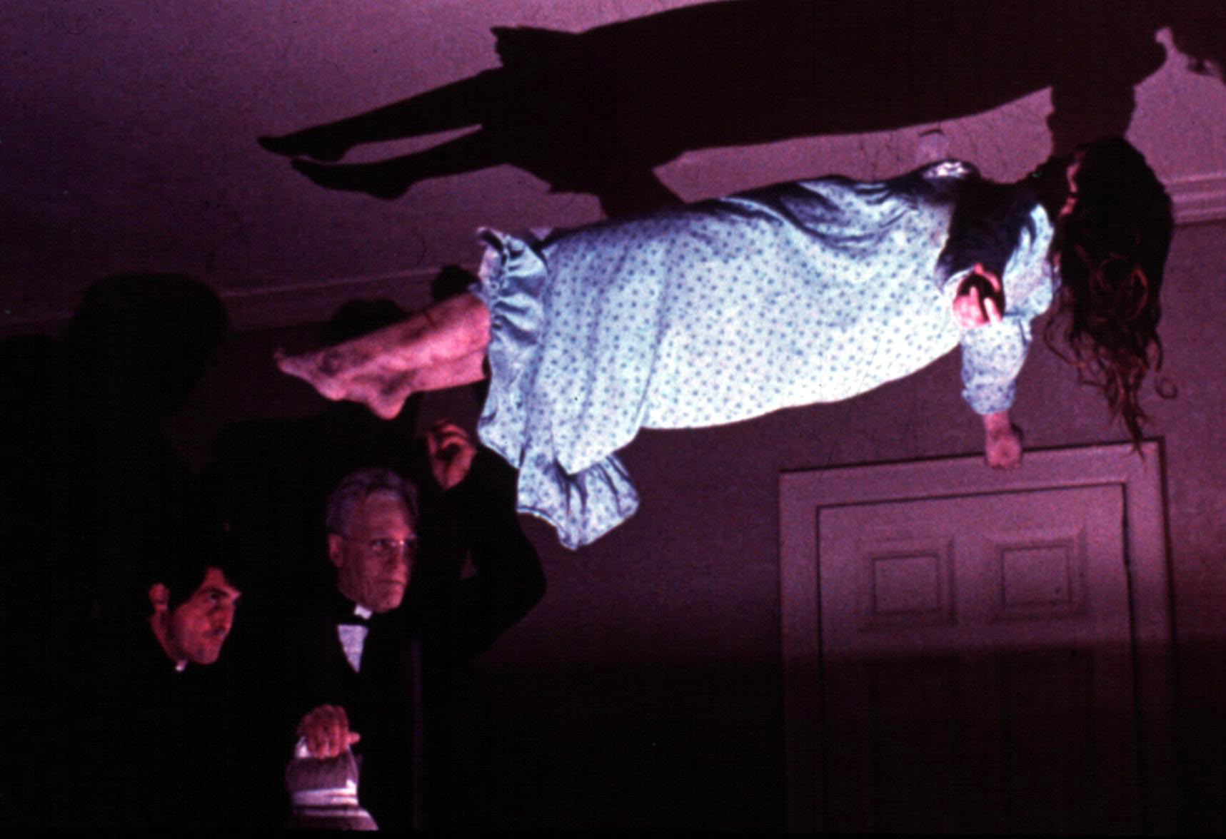 a possessed Linda Blair lifts above her bed