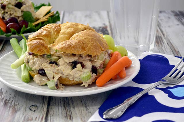 turkey salad sandwich served on a croissant