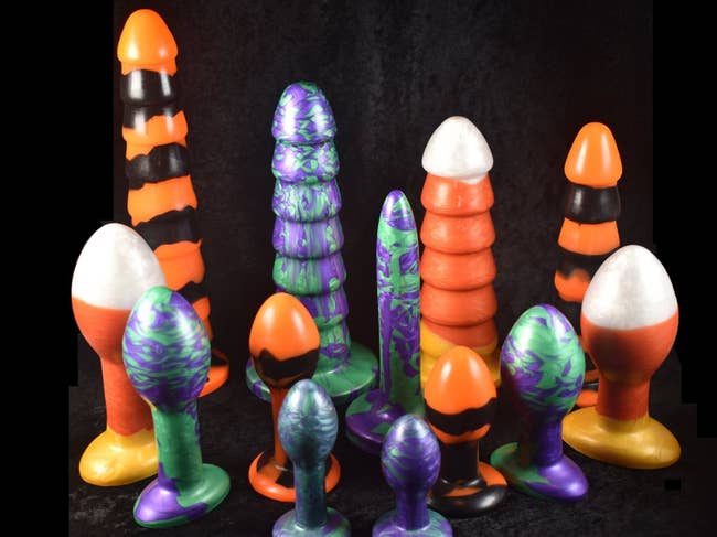 Assortment of Halloween-inspired dildos and butt plugs