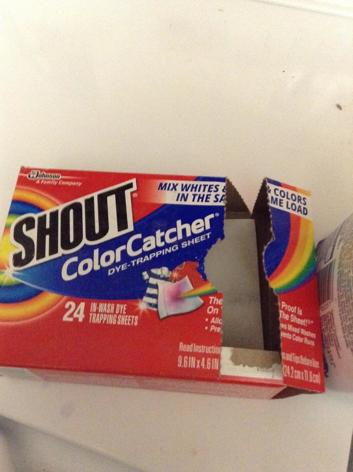 reviewer image of open color catcher sheet box