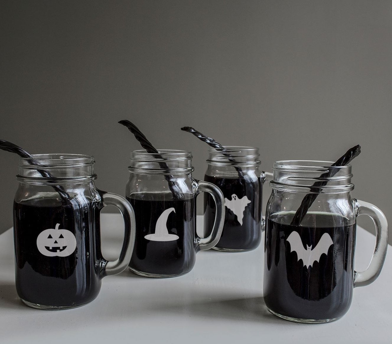 A set of halloween mason jars