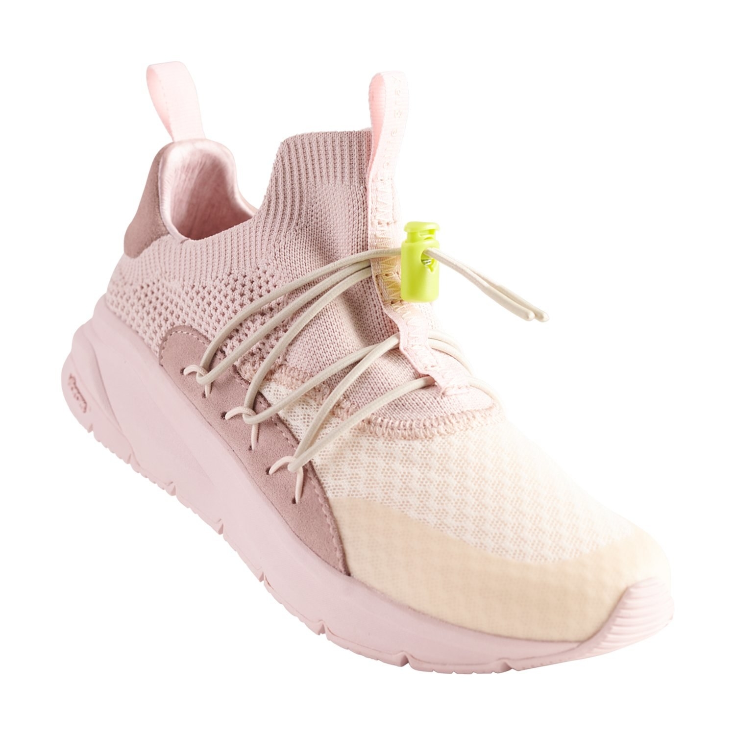 rose pink sneakers with a pull tie lace up