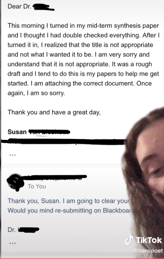 An image of the student&#x27;s apology email to the teacher