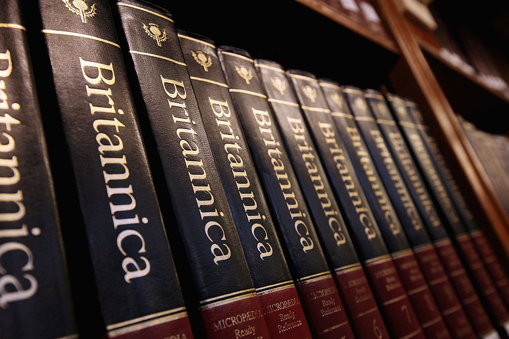 Encyclopedia Britannica on a shelf