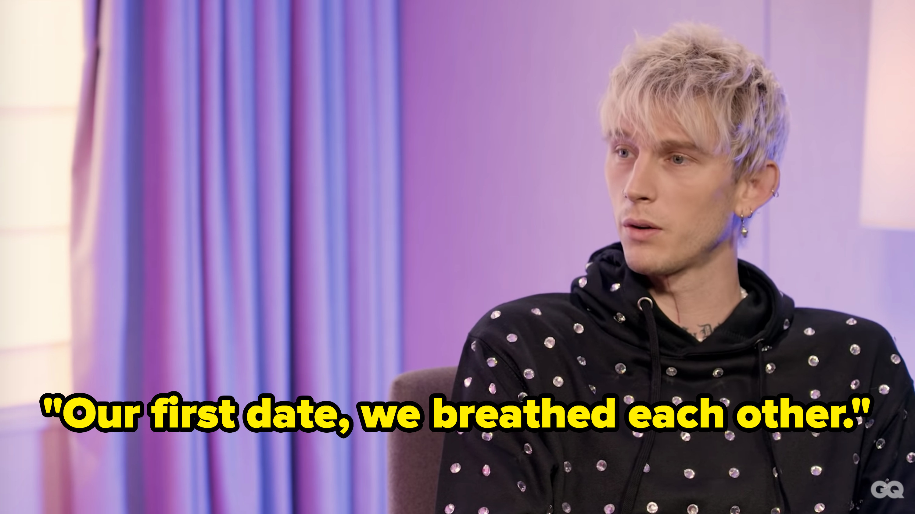 Machine Gun Kelly says "Our first date, we breathed each other"
