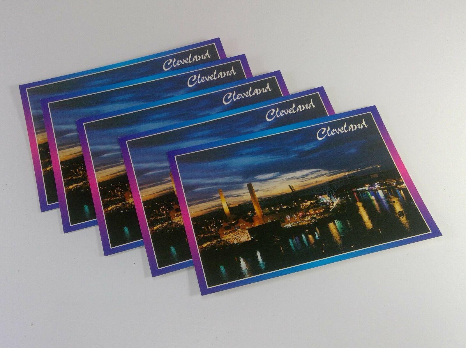 Five Cleveland postcards fanned out