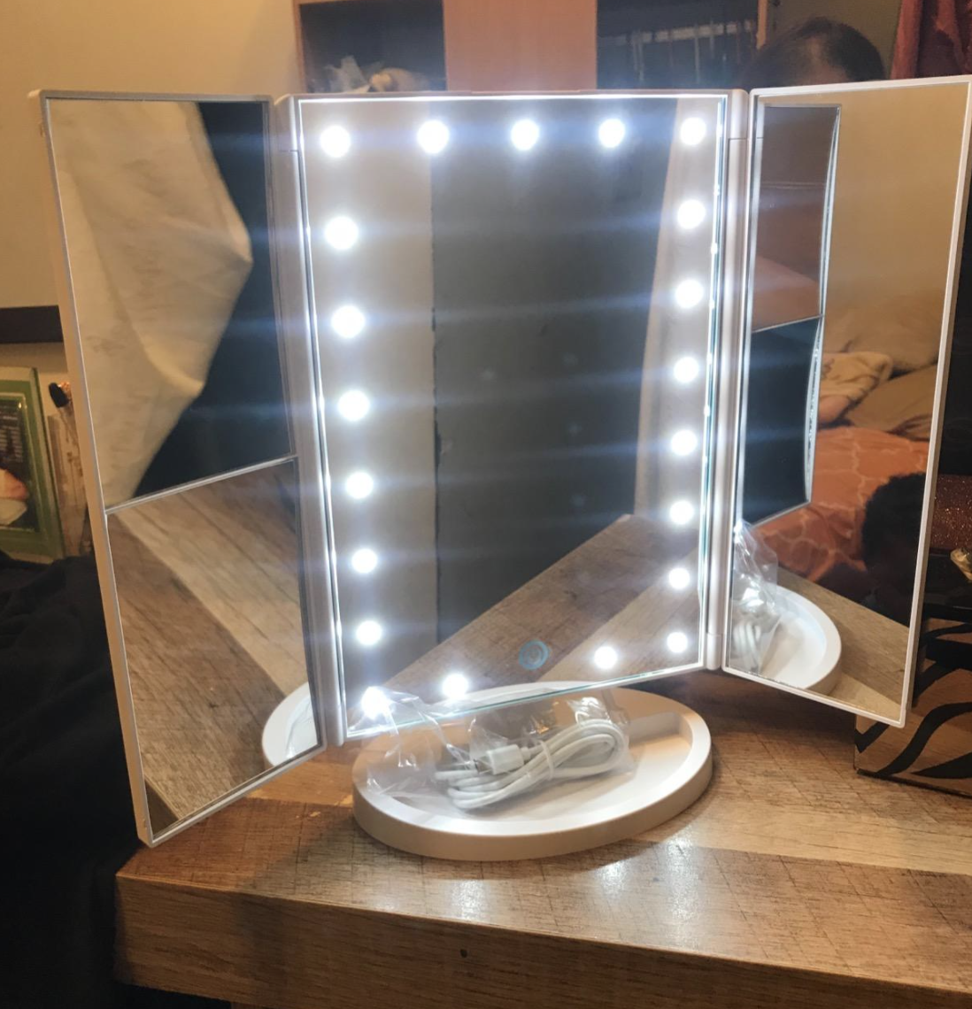 reviewer photo of the light up mirror