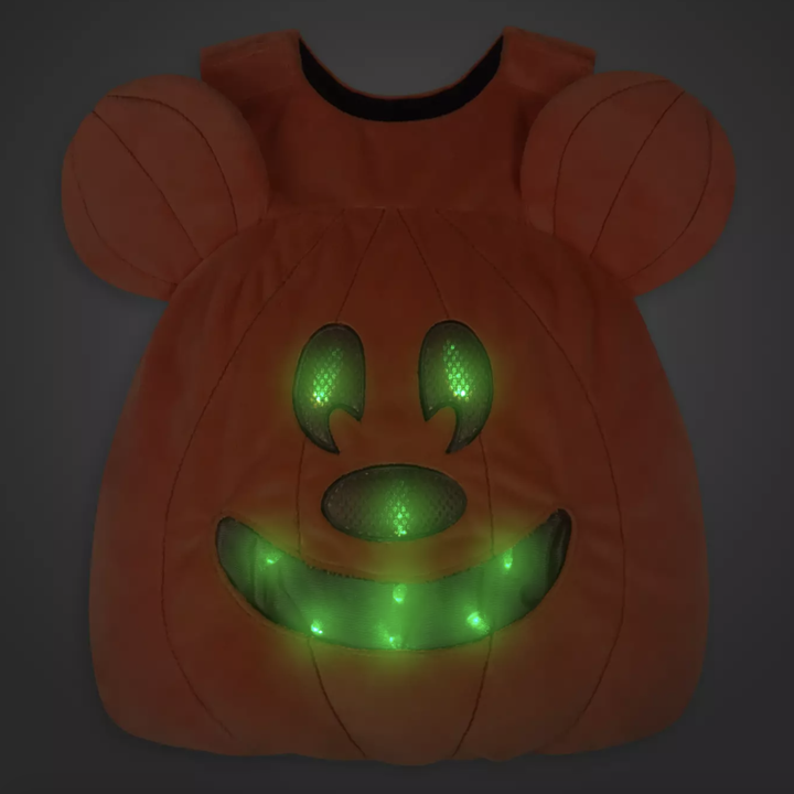 a close up of the costume glowing in the dark