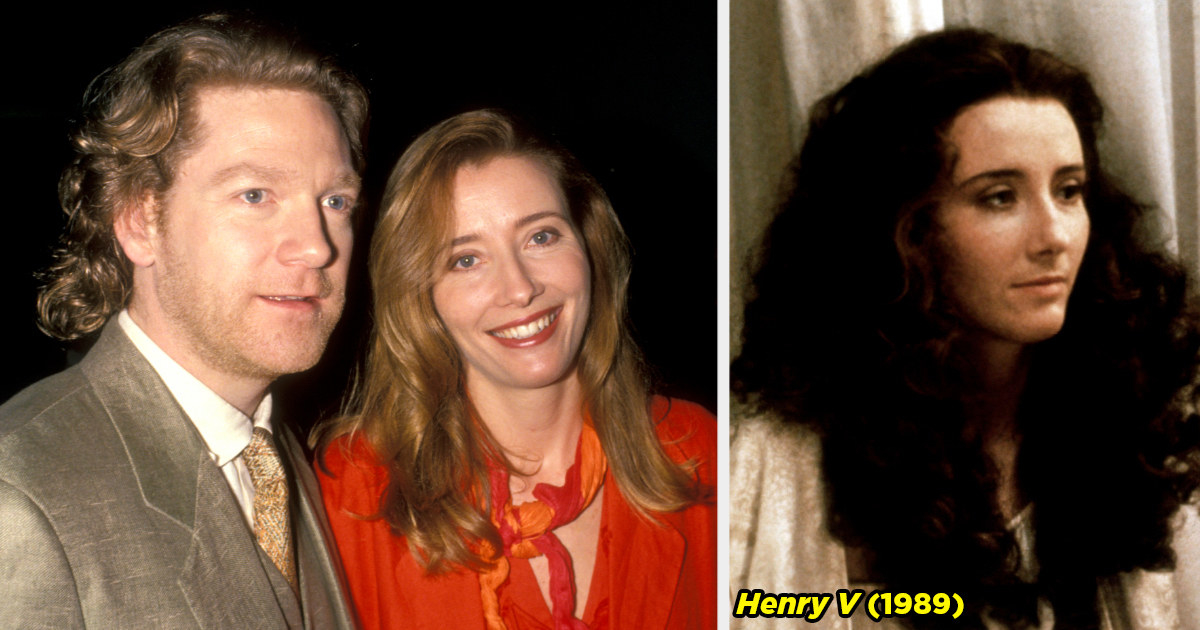 Kenneth and Emma posing together and Emma&#x27;s character wearing a wig in Henry V.