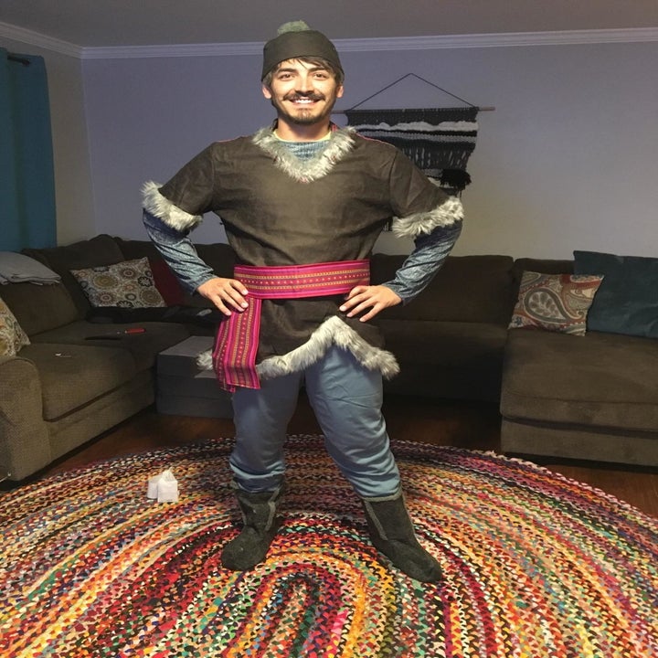 a reviewer in the kristoff winter outfit