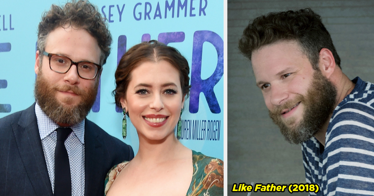 Seth and Lauren posing and their movie premiere and Seth&#x27;s character in Like Father.