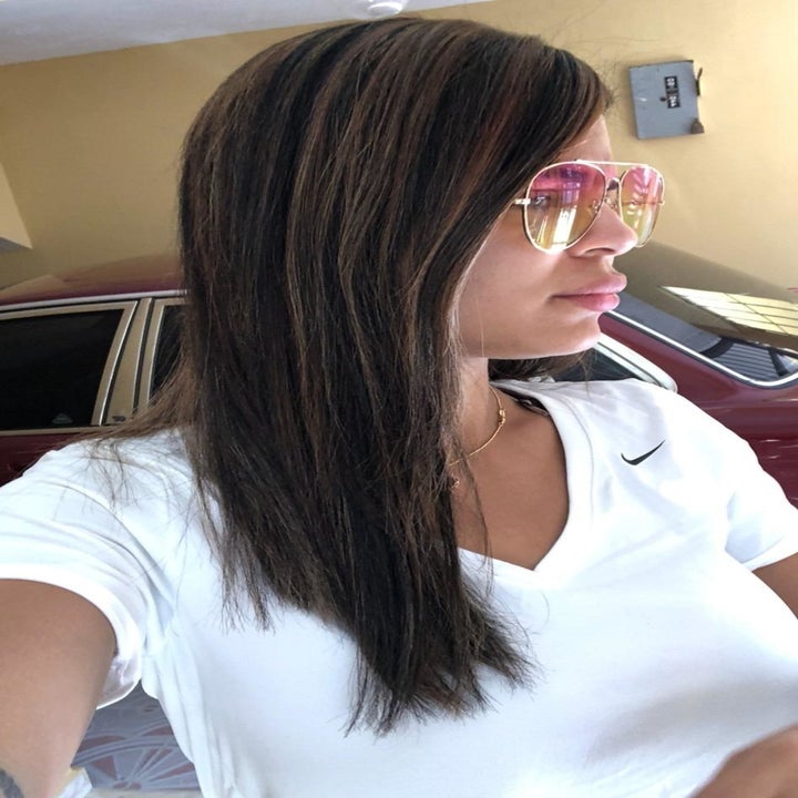 reviewer with straightened hair with leave in