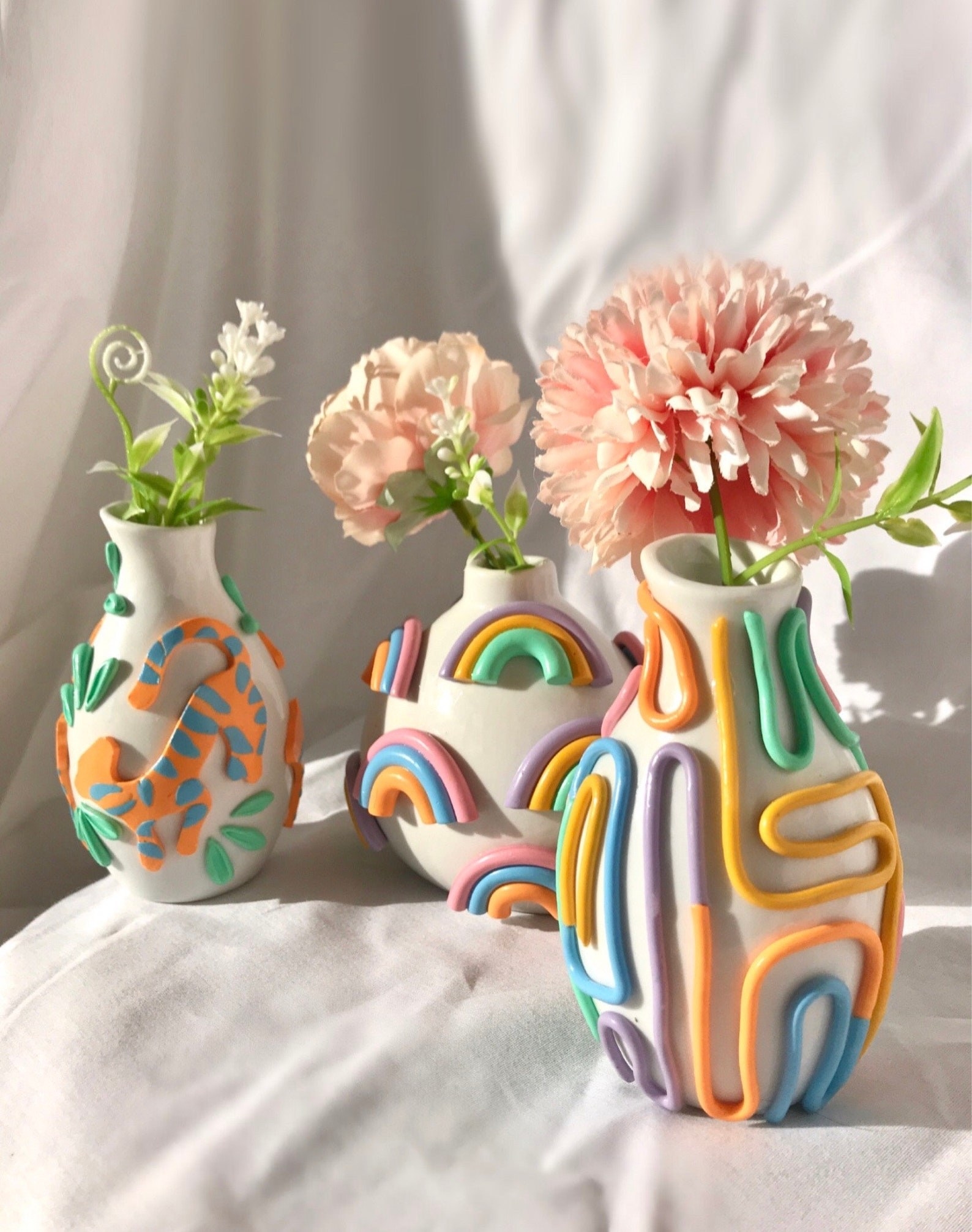 Boho vases.2 Piece Little White Vase Set Friendship Sweet Gift a Message of Love Ceramic Table Vases Garlic Shape Set B Small Bud Vases