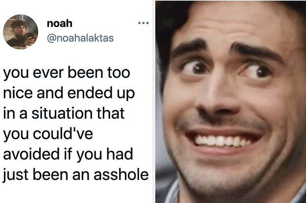 tweet about being overly nice