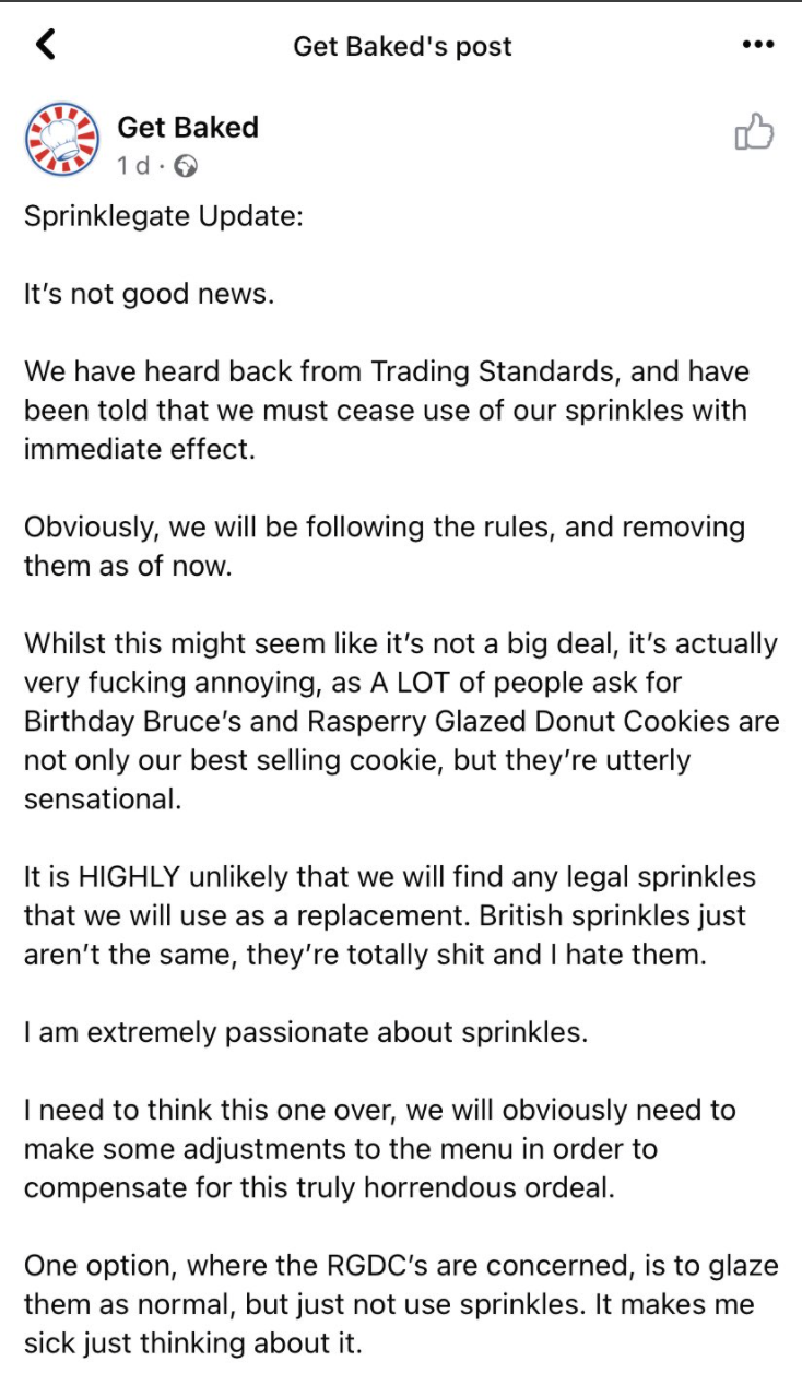 Myers will follow the rules but will not switch to UK sprinkles