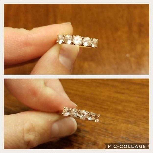 before and after of cloudy ring, then the clear gem after use of brush