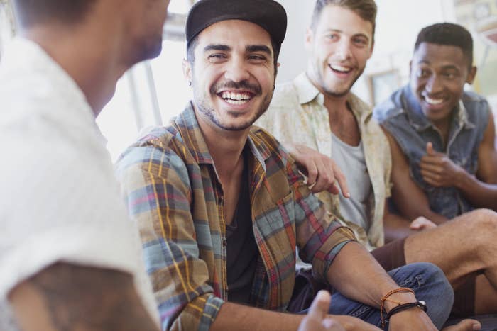 A group of guy friends hanging out