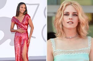 Zoe Saldana side by side with Kristen Stewart