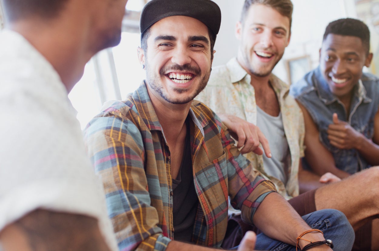 A group of guy friends talk casually