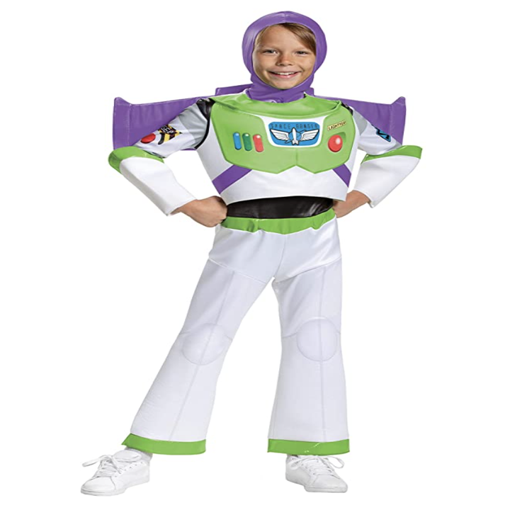 a child wearing the Buzz Lightyear costume
