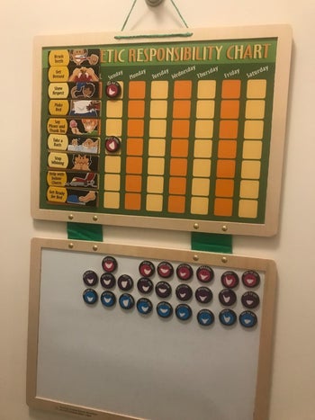 The reward chart hanging on the wall