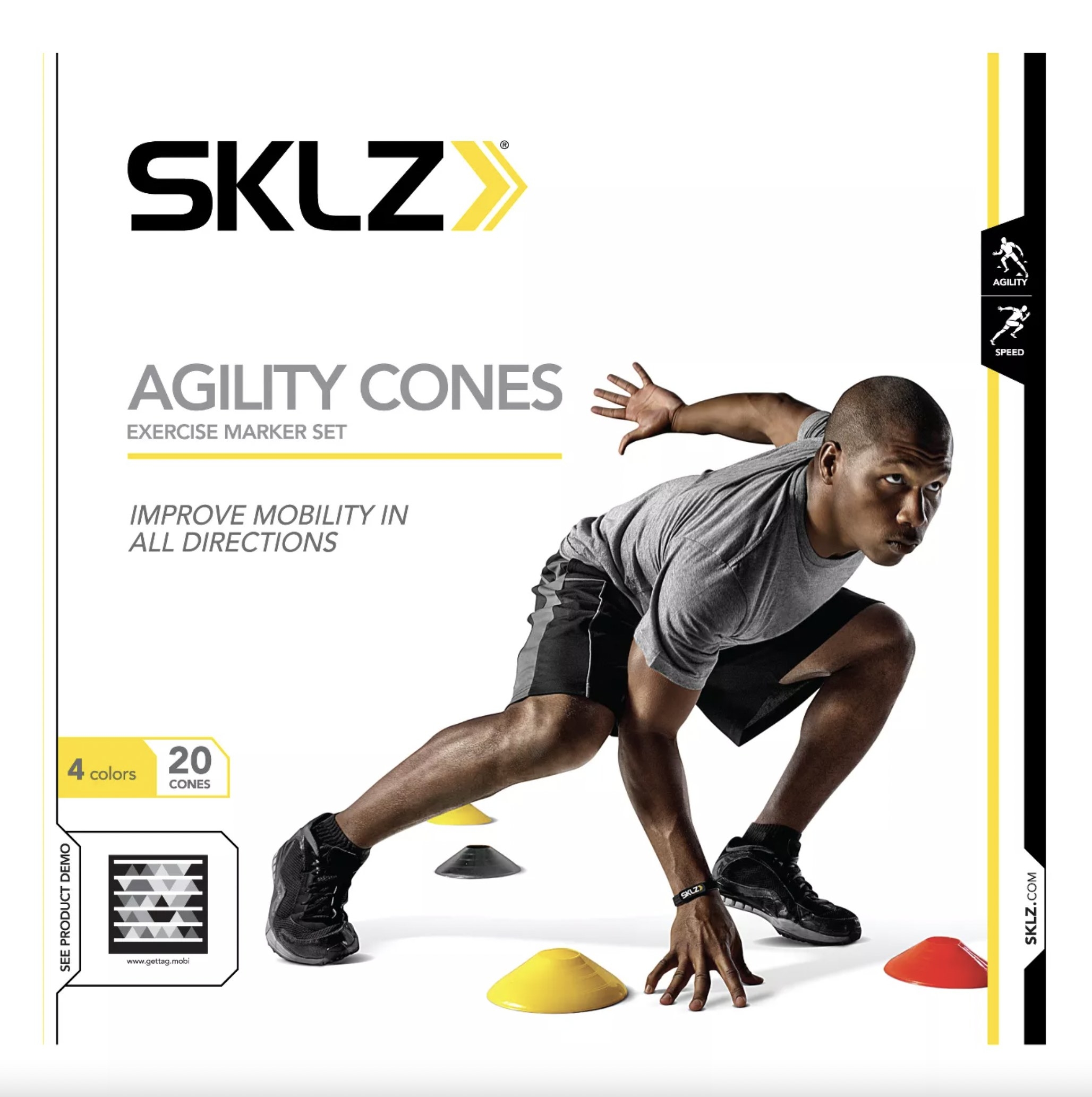 Man posing with agility cones