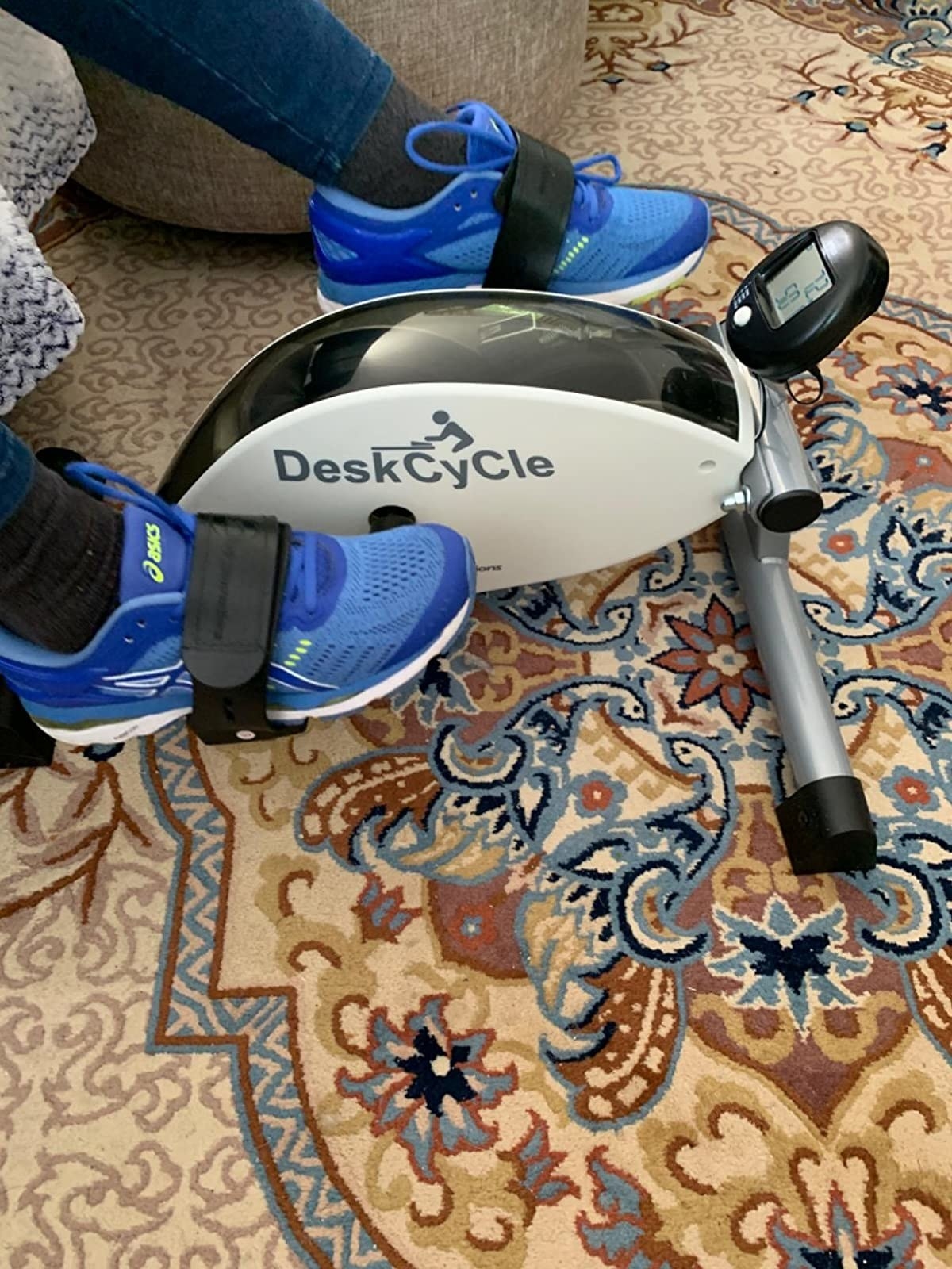 A reviewer using the desk cycle