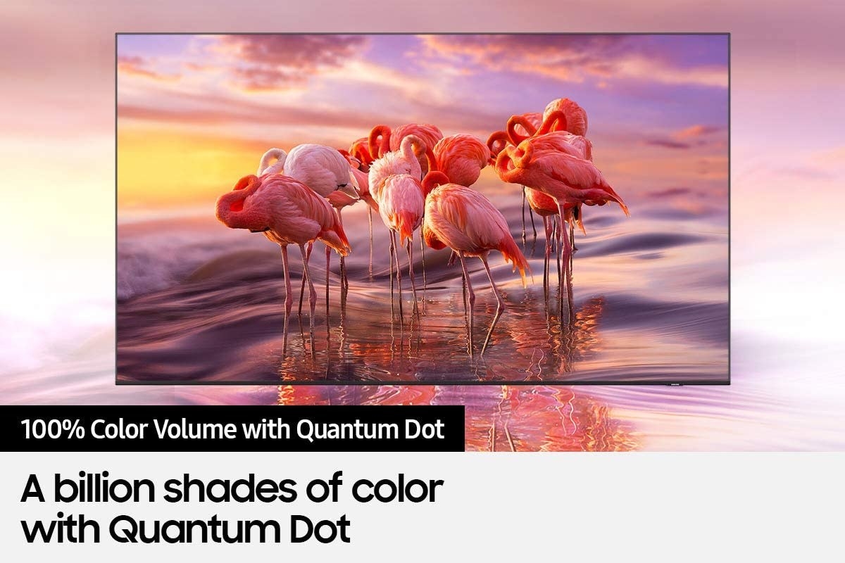 infographic showing the tv with text on the image saying &quot;100% color volume with quantum dot&quot;
