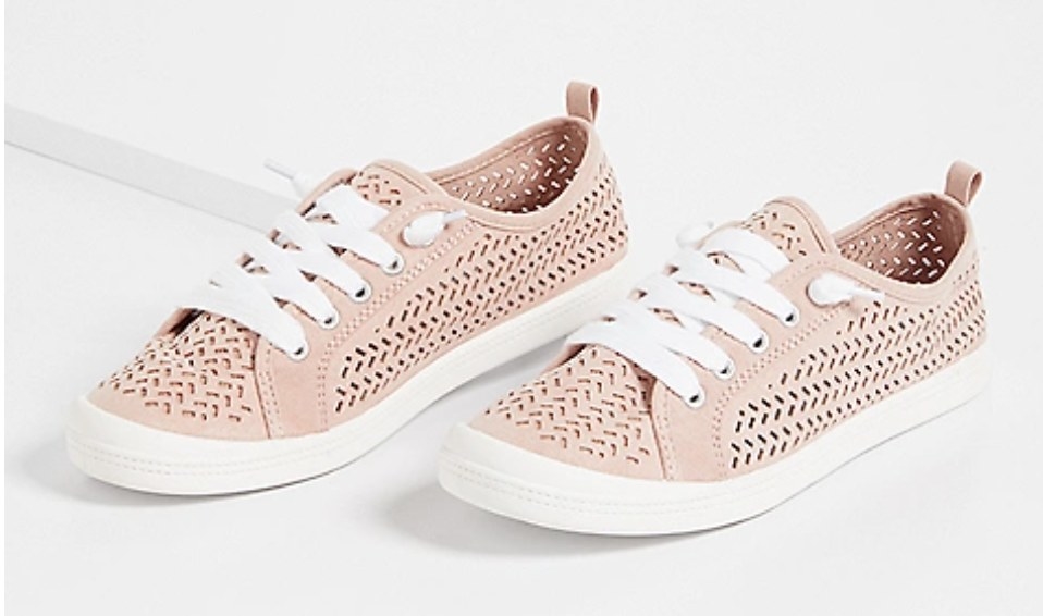 A pair of pink sneakers