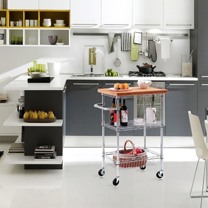Utility cart being used in a kitchen