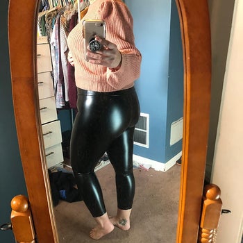Back angle of the sleek leggings on another reviewer