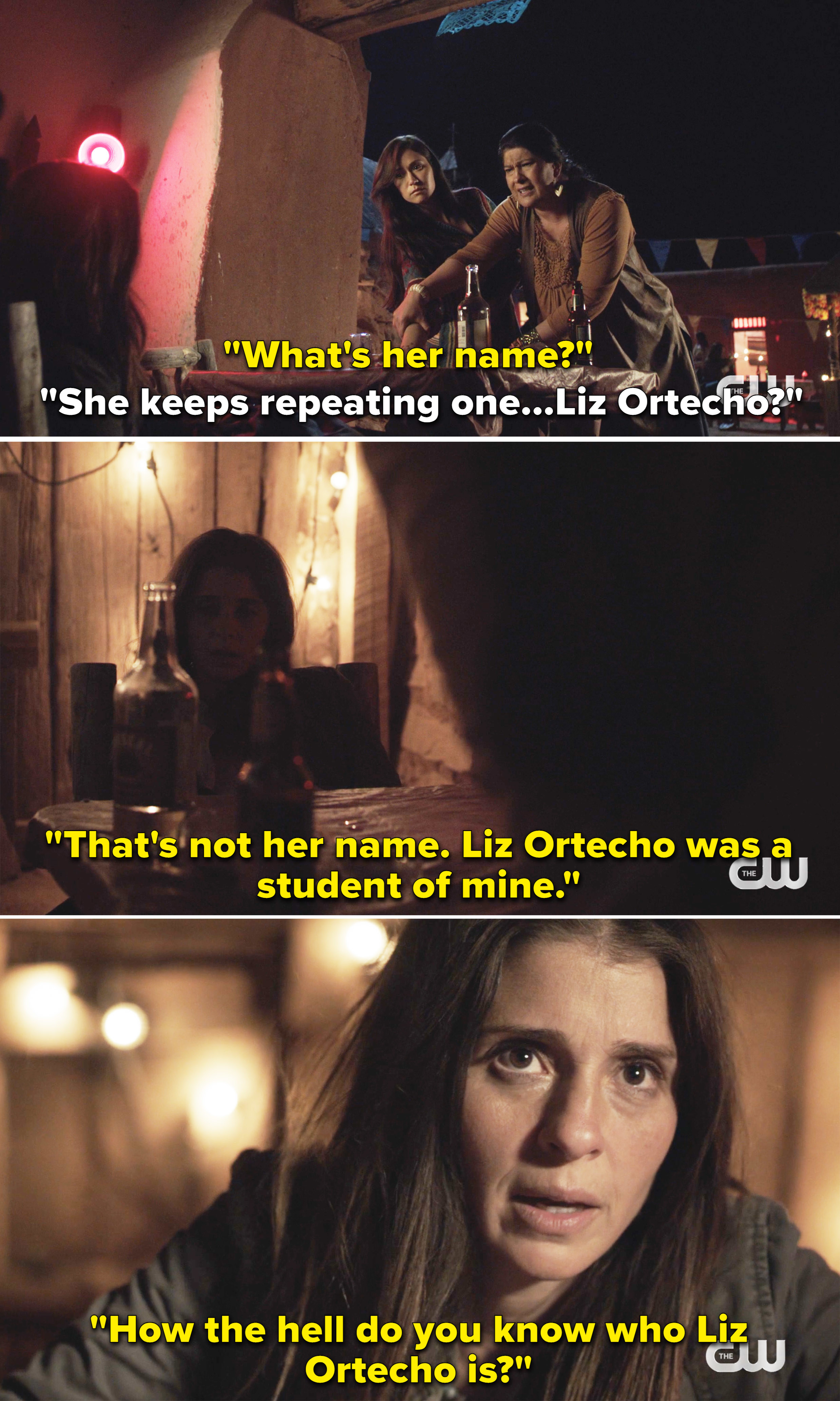 Allie saying, &quot;Liz Ortecho was a student of mine. How the hell do you know who Liz Ortecho is?&quot;