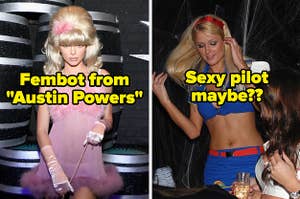 Kendall Jenner with text, "Fembot from Austin Powers" and Paris Hilton with text, "Sexy pilot maybe"