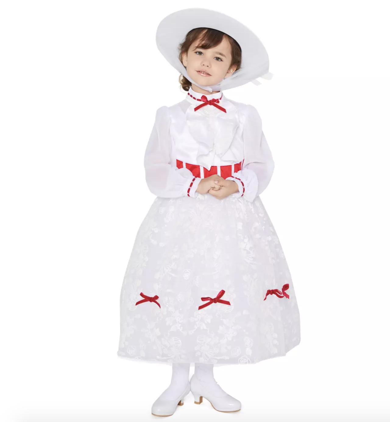 a model child in mary poppins white dres