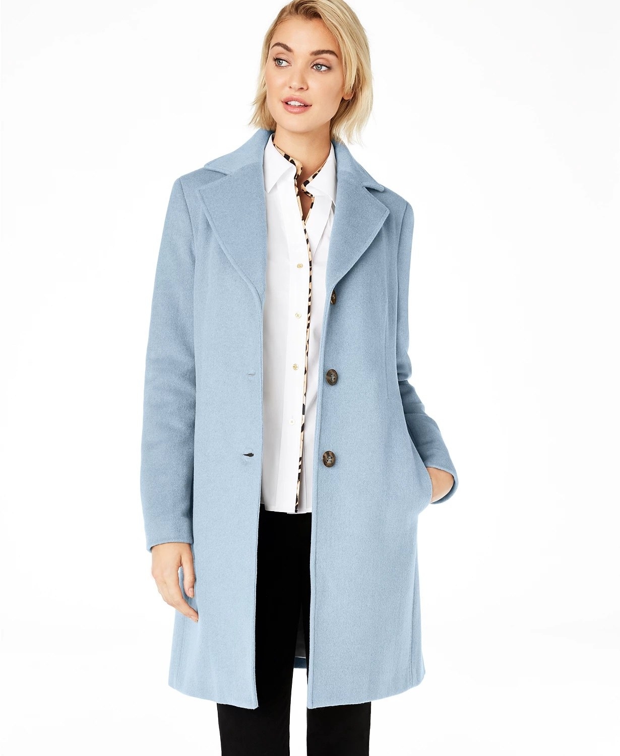 model wearing the coat