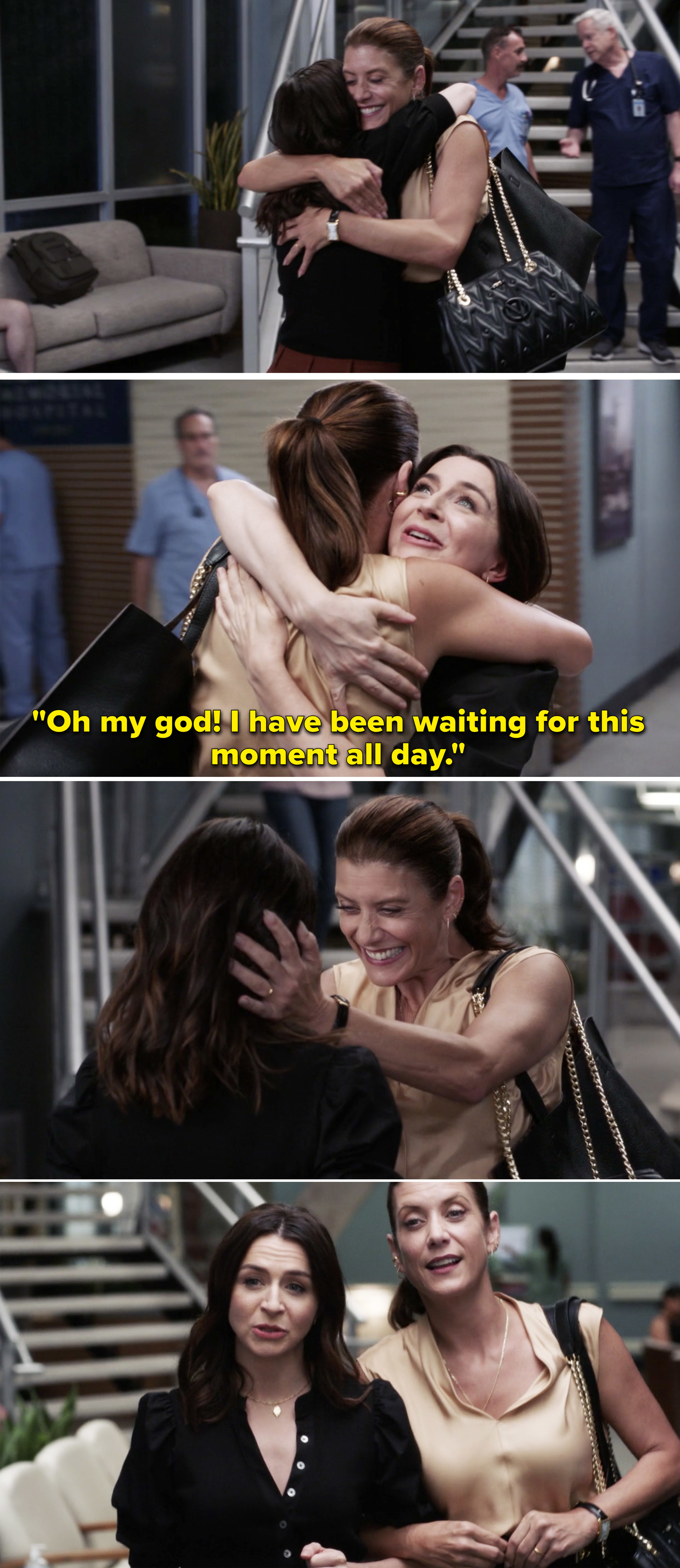 Amelia saying, &quot;Oh my god! I have been waiting for this moment all day&quot; and she and Addison hug