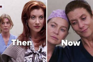 Meredith and Addison from Grey's Anatomy in 2005 vs 2021