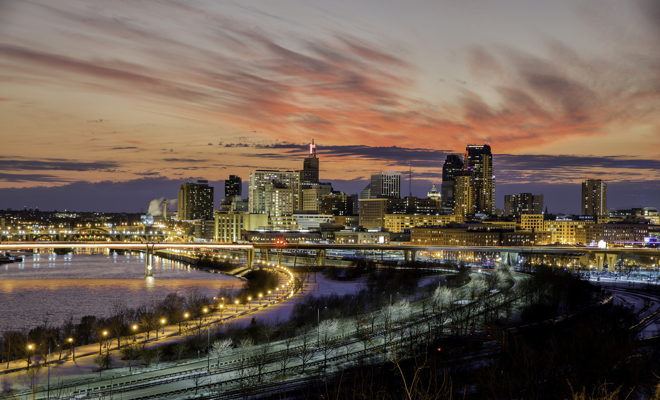 St. Paul skyline at sunset