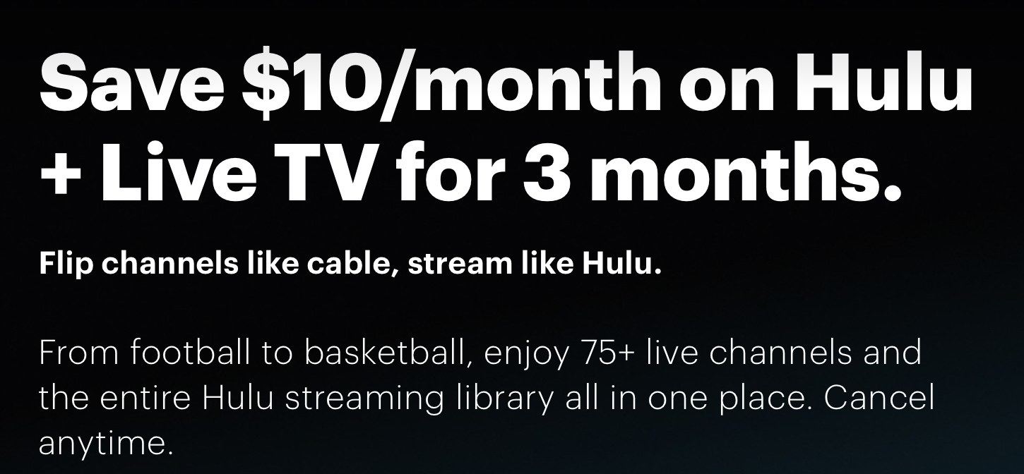Hulu subscription page