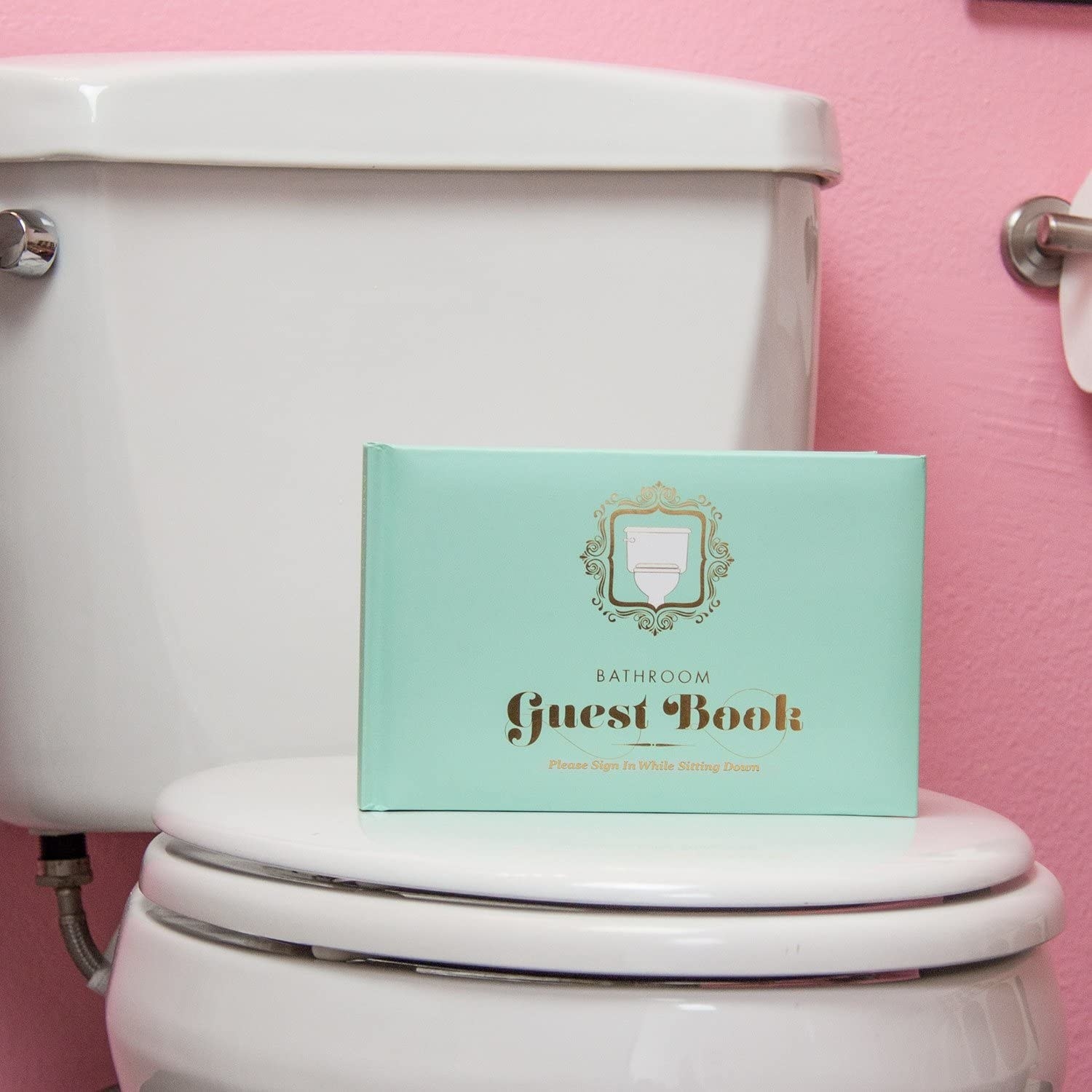 The guest book on a toilet seat