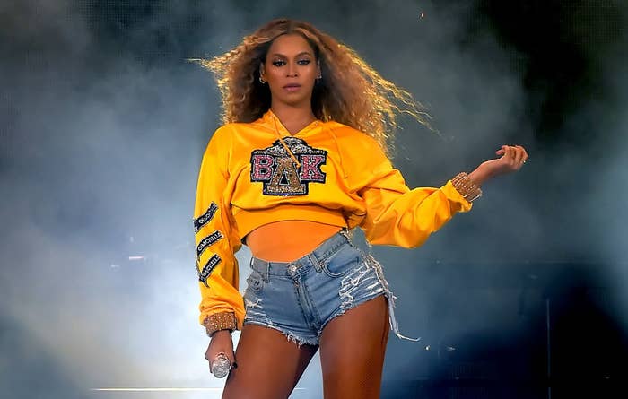Beyoncé standing on stage during her Coachella performance