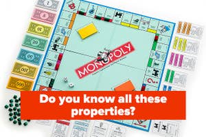 A Monopoly board is spread out with a label that reads, "Do you know all these properties?"