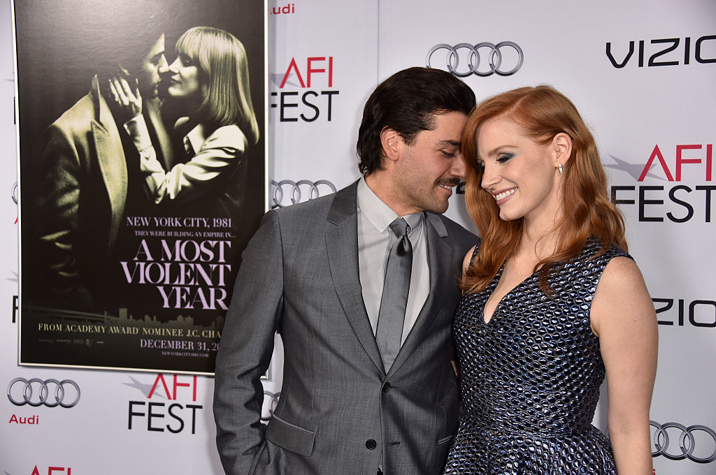 Oscar Isaac and Jessica Chastain at AFI Fest 2014 opening night gala premiere of A24&#x27;s &quot;A Most Violent Year&quot;