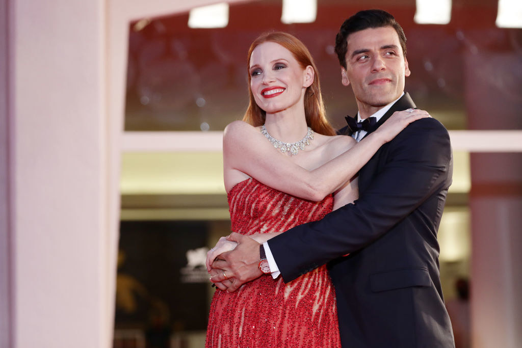 Jessica Chastain and Oscar Isaac hug on the red carpet of &quot;Scenes From a Marriage&quot;
