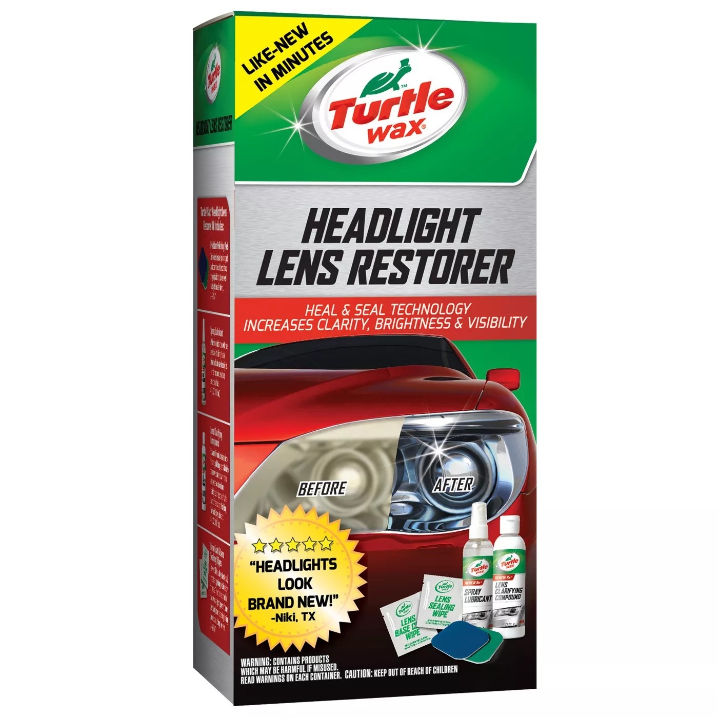 The Turtle Wax headlight lens restorer