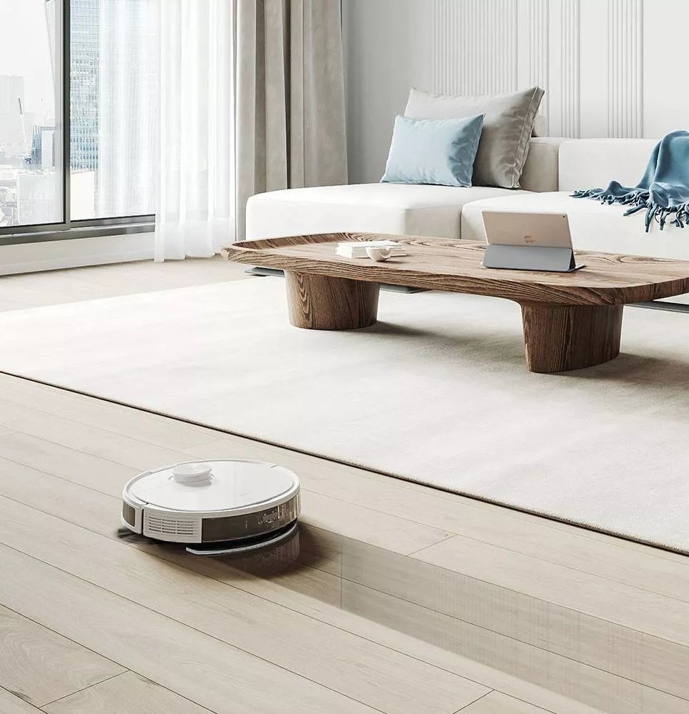 The white mopping robot
