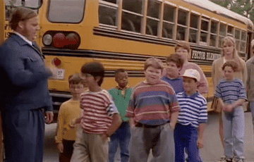 Kids lining up to get on the school bus in &quot;Billy Madison.&quot;